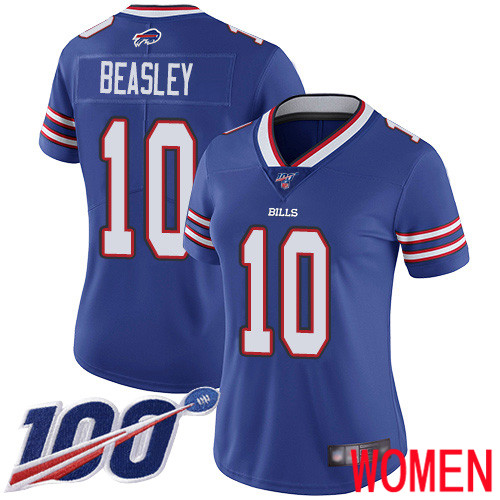 Women Buffalo Bills #10 Cole Beasley Royal Blue Team Color Vapor Untouchable Limited Player 100th Season NFL Jersey